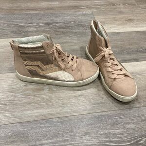 Justice Pink Metallic Shoes with Zipper and Laces Size 9